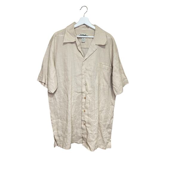 Mojito Linen Shirt Men’s 2XL Tan Square Button Short Sleeve Camp Beach Vacation - Picture 1 of 5